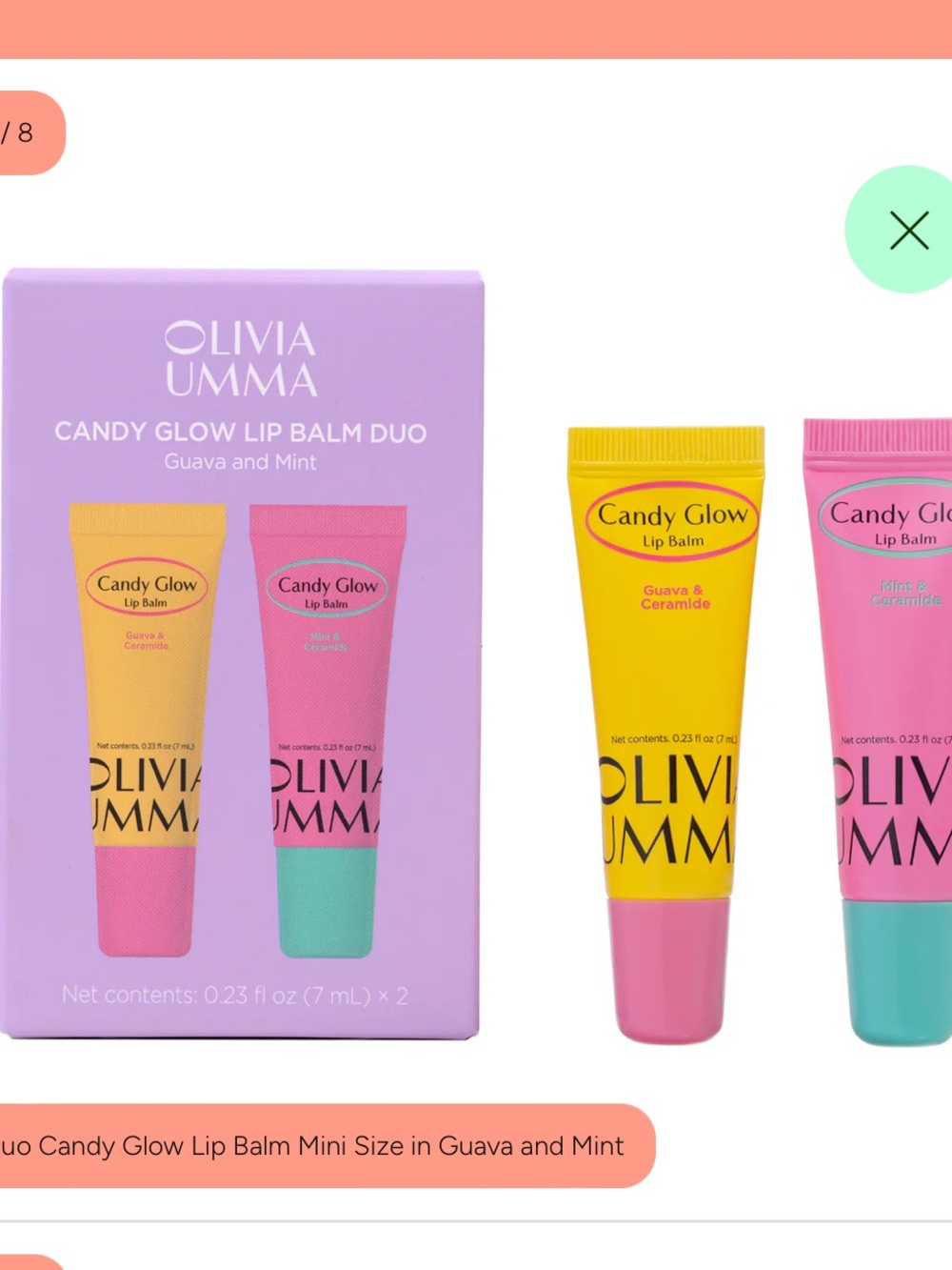 Olivia Umma - Candy Glow Lip Balm Duo (Guava and Mint)